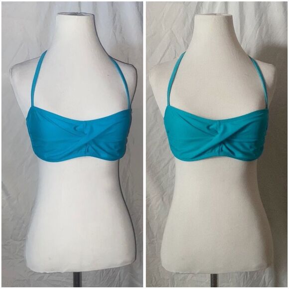 Retro, Turquoise, Pin-Up Style, Balconette, Twist Front, Bikini Top - Picture 13 of 14